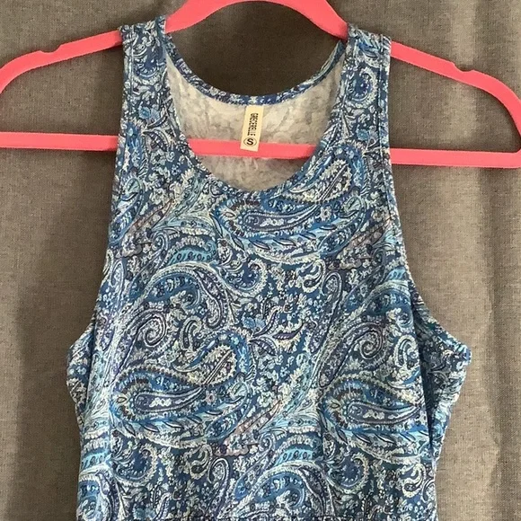 💥 Long blue paisley knit coverup dress sz Small - Picture 3 of 9